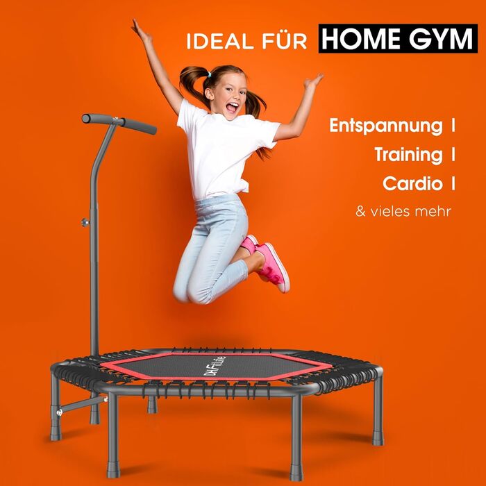 Трамплін для фітнесу DH FitLife | Ø114 см, до 150 кг, регульована ручка, стабільний та тихий | для дітей та дорослих