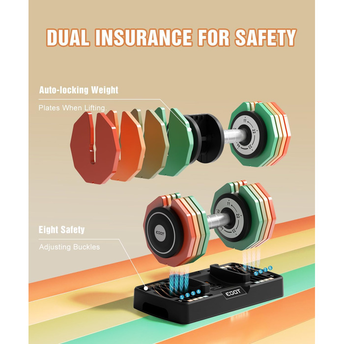 Регульовані гантелі, набір 2 шт., 5.7-25 кг, 5-в-1, гантелі з нековзким грифом та різнокольоровими дисками для дому, спортзалу, вантажний набір (25 кг, окремо)