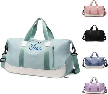 Персоналізована спортивна сумка для залу та подорожей з відділеннями для взуття та мокрих речей, жіноча сумка-дафл 35 л (Зелена)