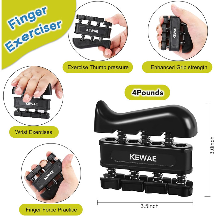 Набір для тренування сили хвату (6 шт.) з тренажером для пальців, зміцнювачем хвату та кільцем для тренування передпліччя. Для розвитку м'язів та відновлення після травм. Чорний, сірий
