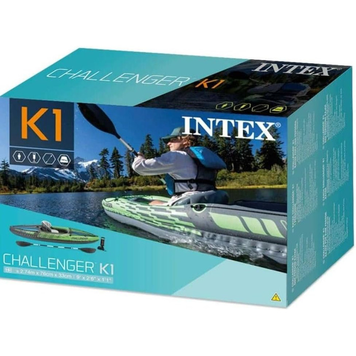 Одномісний надувний каяк Intex Challenger K1, 274 см