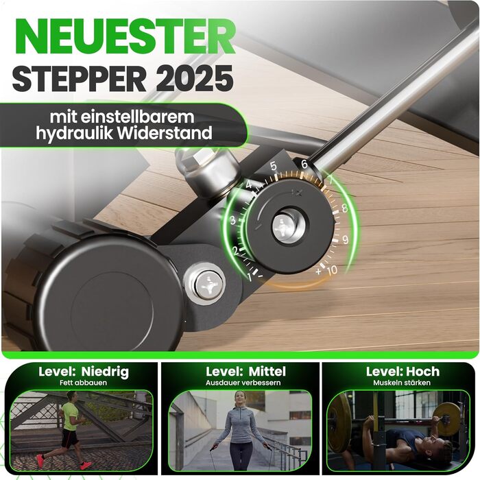 Ultrasport Swing Stepper для дому: міні-степер 2-в-1 з тросами, LCD-дисплеєм, тихий, з неслизькою поверхнею та регулюванням навантаження