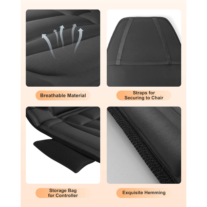 Масажний накид Snailax з 10 вібраційними моторами та підігрівом для спини та шиї. Зручний для дому, офісу та в подорожах. Чорний колір.