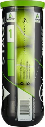 Тенісний м'яч Dunlop Stage 1 Green - для дітей та початківців, велике поле, 60 м'ячів (3 банки)