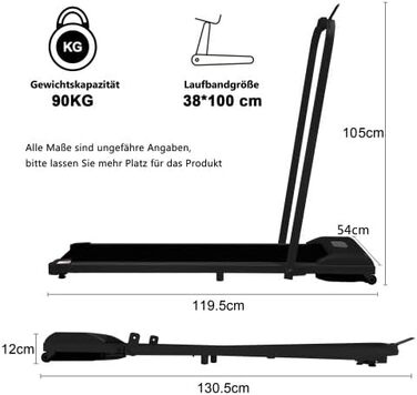 Бігова доріжка SogesHome 2 в 1 для дому, Walking Pad з LED-дисплеєм, Bluetooth, дистанційним керуванням, 1-6 км/год, чорна