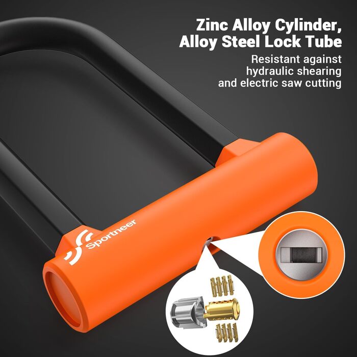 Замок для велосипеда Bügelschloss Sportneer 17 мм з кабелем 1.5 м - для шосе, гірського, електровелосипеда, складного велосипеда