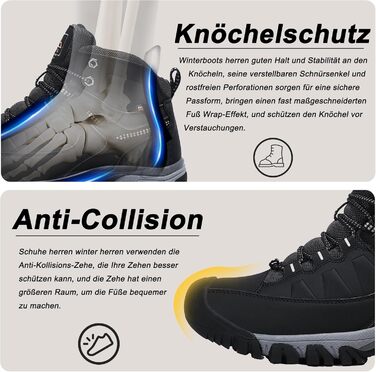 Чоловічі зимові черевики AX BOXING: утеплені, для ходьби та трекінгу, розмір 41-46 EU, колір світло-чорний