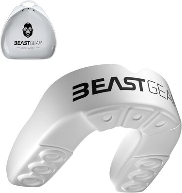 Захисна капа Beast Gear - для боксу, MMA, регбі, кікбоксингу, джудо, карате, хокею та бойових мистецтв. Зручна коробка для зберігання. Захищає зуби, ясна та щелепу. Білий.