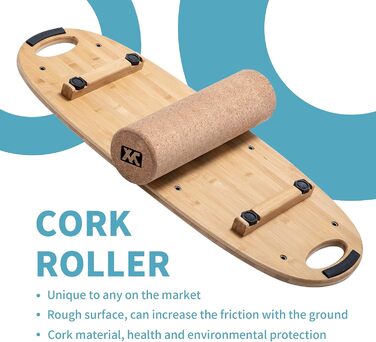 XCMAN Балансборд з бамбука з регульованими стопорами. 3 варіанти відстані. Для серфінгу, лиж, сноуборду, скейтбордингу