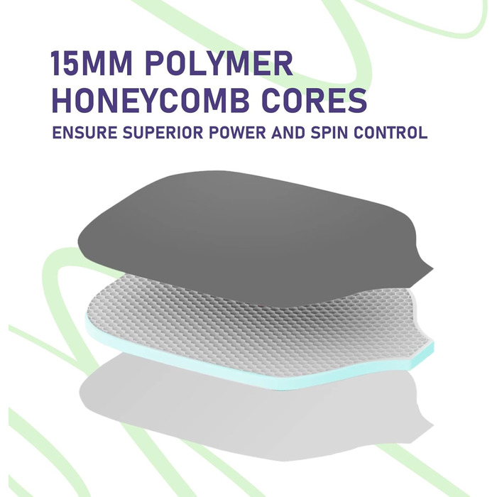 Паддл для піклболу Kawasaki Galaxy: легкий, скловолокно, 15 мм, чорно-фіолетовий