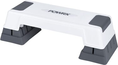 Степ-платформа POWRX для аеробіки та фітнесу, 3 рівні, біла, регульована висота, антиковзаюча | Степ-бенч для дому