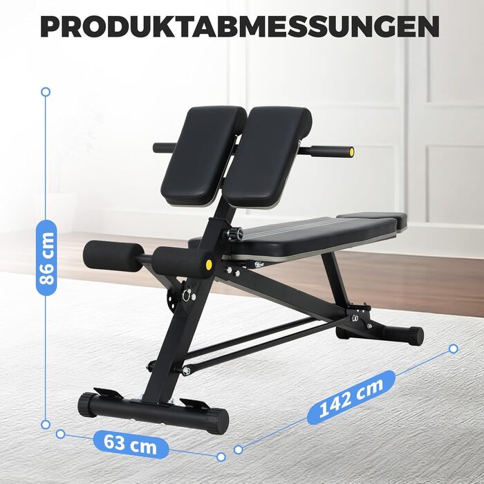 Тренажер для дому Hantelbank 5514: регульована розкладана лава з бегунком для ніг та подушкою для пречера