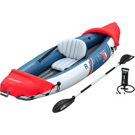 Надувний каяк Bestway Hydro Force Rapid X1 290x91x42 см для 1 людини, до 120 кг, Inflata-Shield, GS сертифікат, алюмінієве весло, насос, сумка