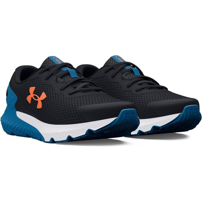 Дитячі кросівки Under Armour Ua Rogue 3 Al для дівчаток, бігові, з технологією Visual Cushioning, чорний, синій, помаранчевий (30 EU, широка ширина)