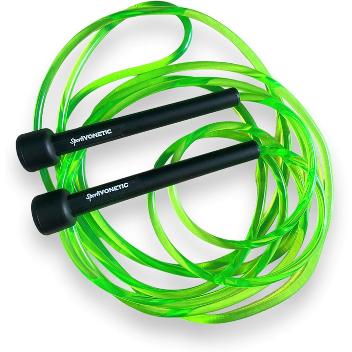 Стрибкове канат для дорослих та дітей - для фітнесу, кросфіту, спорту, боксу та відпочинку. Регульована довжина. Speed Rope, Jump Rope, Sprungseil (Зелений)