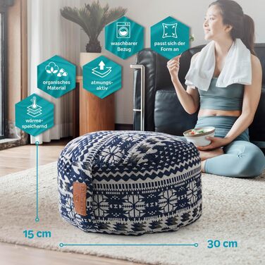 Йога-боулстер Rundes 30см x 15см | Знімний чохол | Наповнювач: органічна лузги пшениці або лузги гречки | Для Інь-йоги та медитації