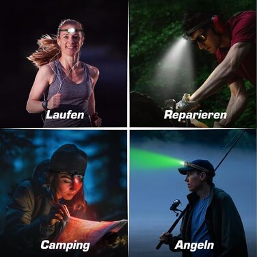 EverBrite LED налобний ліхтар: перезаряджуваний, 45г, IP67, 7 режимів, червоне/зелене світло для бігу, походів, кемпінгу (сірий)