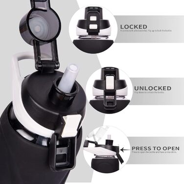 Спортивна скляна пляшка для води DEARRAY 1 л з трубочкою, герметична, BPA Free, силіконова оболонка, для смузі, фруктів і газованої води, чорна