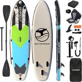 Надувний SUP-борд JOOLOOG Stand Up Paddle Board з сидінням для каяка, 320x81x15 см, чорно-синій