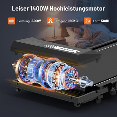 Електричний біговий тренажер LIKESPORTING з нахилом, складаний, до 12 км/год, 1400W, LCD-дисплей, чорний