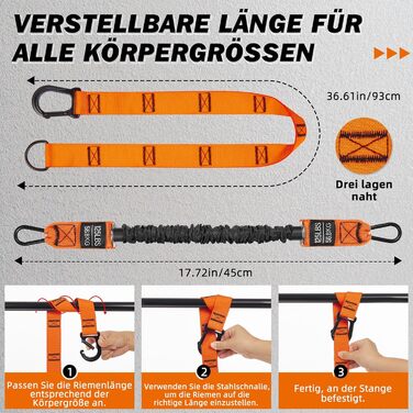 Смуги опору для підтягувань Klimmzughilfe, 50-350lbs, регульований опір та висота, з підставкою для ніг, помаранчеві