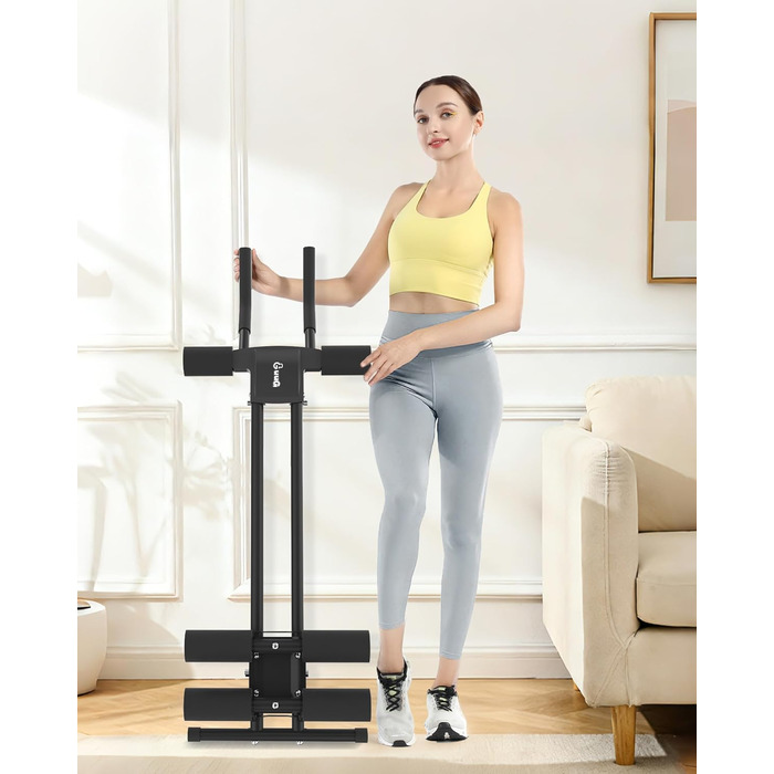 Тренування пресу вдома: Bauchmuskeltrainer - компактний складний тренажер для пресу, фітнес-обладнання для чоловіків та жінок (чорний)