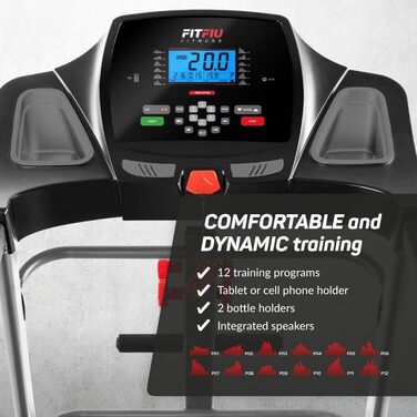 Біговий тренажер FITFIU MC-400: складаний, до 20 км/год, 2000W, ручне нахил, LCD дисплей, USB, аксесуари