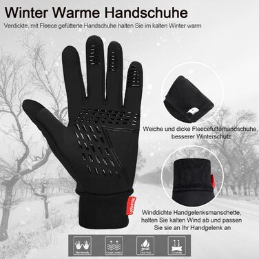 Велосипедні рукавички Cevapro: теплі зимові рукавички, водонепроникні, з підтримкою сенсорного екрану, чорні, розмір M