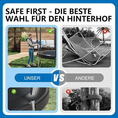 Трамплін Devoko для саду: Ø 183-427 см, комплект з сіткою, драбиною та захистом, сертифікат GS