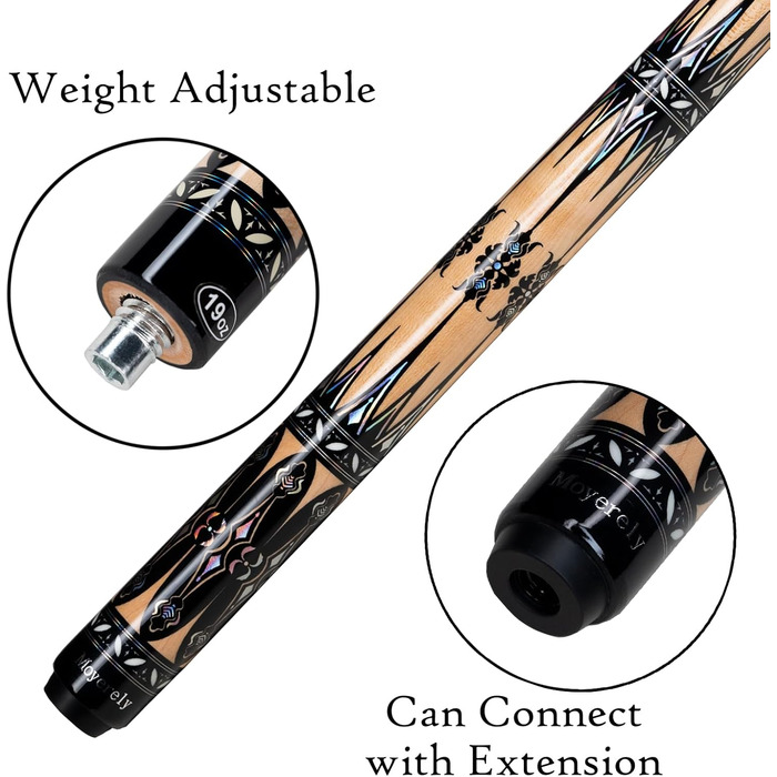 Moyerely: Професійний кий для більярду з карбону, 11.8 мм/12.5 мм, низька дефлекція, з кейсом MF3