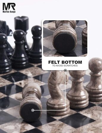 Шаховий набір з мармуру для дорослих, ручної роботи, 32 фігури, 2 додаткові королеви, коробка для зберігання, розкішна подорожна гра, елегантний подарунок для дому (чорний & кораловий) (Океанічний & Чорний)