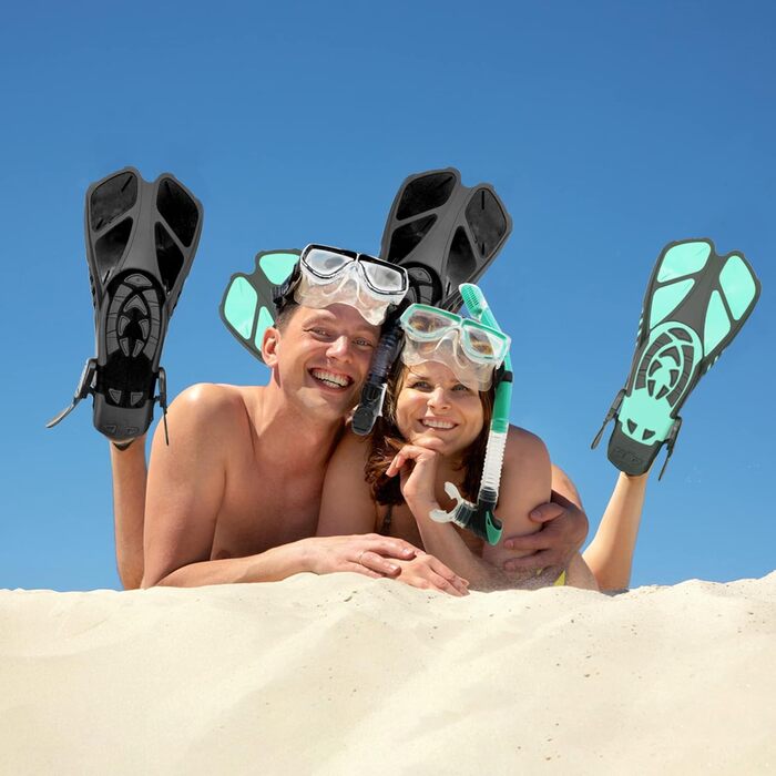 Набір для снорклінгу для дорослих з ластами, маскою та сухим трубкою Aquagrün S/M (36-41)