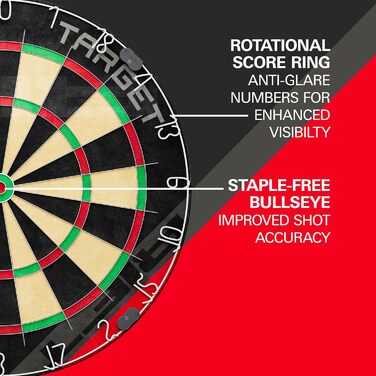 Набір дротиків Target Darts Rift: професійна сталева мішень без рамки + 2 комплекти дротиків 17г + додаток DartCounter (1 місяць)