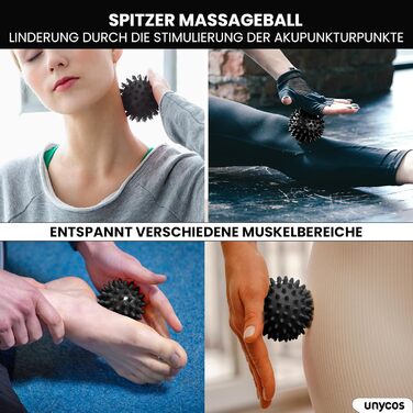 Набір для масажу м'язів Unycos: ролер фасції, фітнес-гумка, масажний м'яч, палиця для реабілітації, шнур для фітнесу та сумка для зберігання (чорний)