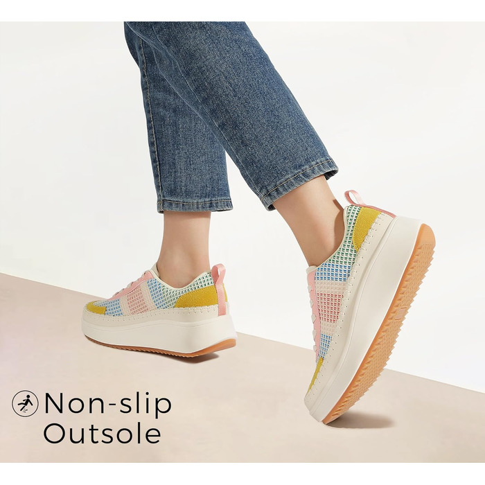 Кросівки жіночі Lucky Step на платформі з камінням, рожево-жовті, повсякденні, 39 EU