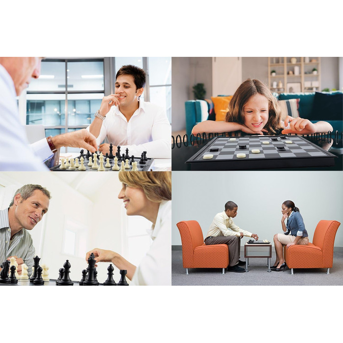 Магнітний шаховий набір Hoshin 3 в 1: шахи, шашки, нарди. Портативний, складаний, для подорожей (25x25x2 см)