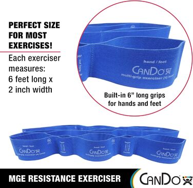 Фітнес-стрічка CanDo Multi-Grip, синя, сильний опір, для тренувань