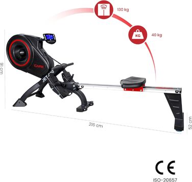 Гребний тренажер Care Fitness Jet 600-2 Care Connect, чорний, складаний