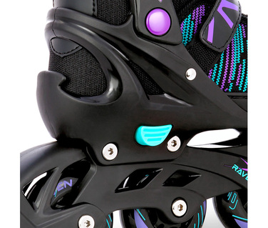 Регульовані ролики RAVEN Cande, Black/Mint/Violet, розмір 38-42, каучукові колеса