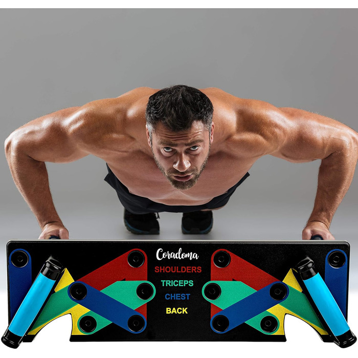 Дошка для віджимань Coradoma Push Up Rack Board 9 в 1 з ручками, кольорове кодування, для домашніх тренувань та фітнесу