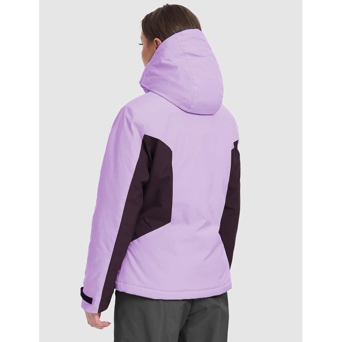 Жіноча лижна куртка GEMYSE: водонепроникна, вітронепроникна, тепла з капюшоном (Eislila/Morgengrau-Lila)