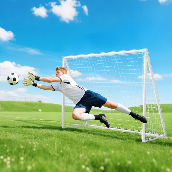 Футбол ворота SPORTNOW для молоді та дорослих, стійкі до погодних умов, з сіткою та кілочками для кріплення, для саду, парку, пляжу 240x90x180 см