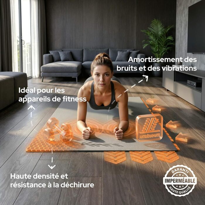 Килимок під тренажер KM-Fit: протиковзкий захисний мат для фітнесу, йоги та пілатесу, шумо- та вібропоглинаючий, 180x60x0.8 см