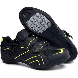 Велосипедні черевики з неслизькою підошвою, дихаючі, для шосе та гірського велосипеда, з карбону, спортивні, з світловідбиваючими смугами, жовті, 43 EU