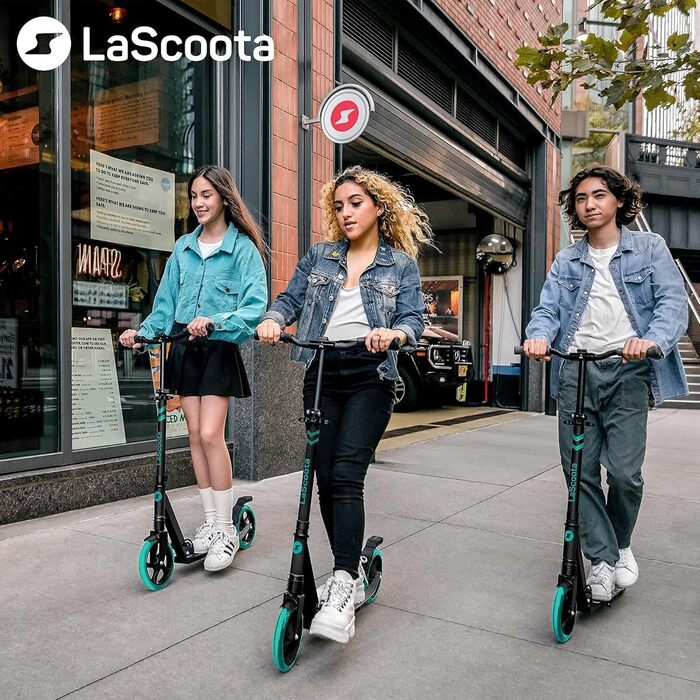 Самокат Lascoota для дітей від 8 років і дорослих, складаний, з регульованою висотою керма, амортизацією, ременем для перенесення, колесами 20 см, для підлітків і дорослих
