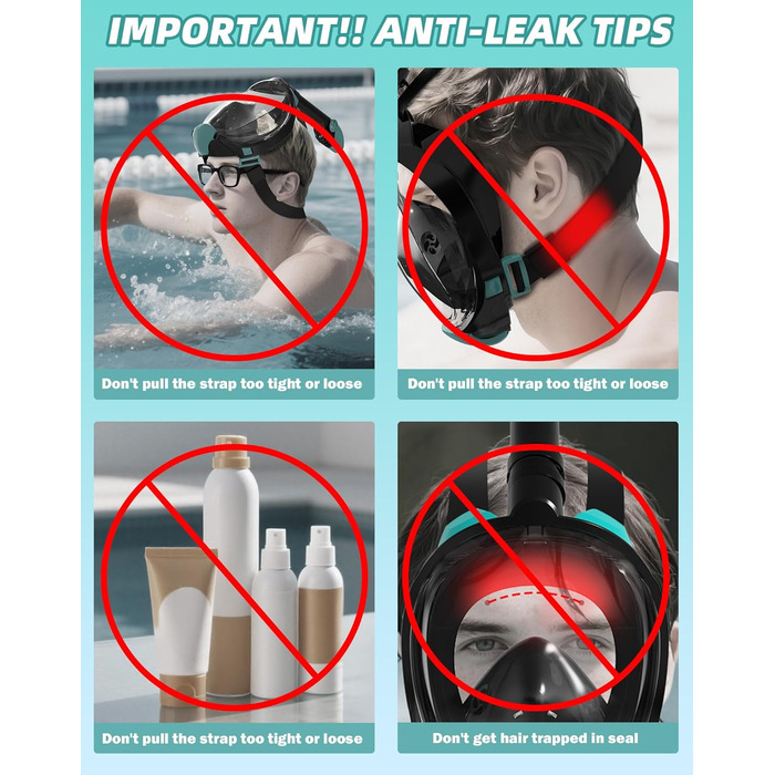 Набір для снорклінгу для дорослих: маска з панорамним оглядом та регульовані ласти, чорний/зелений, L/XL маска + S/M ласти