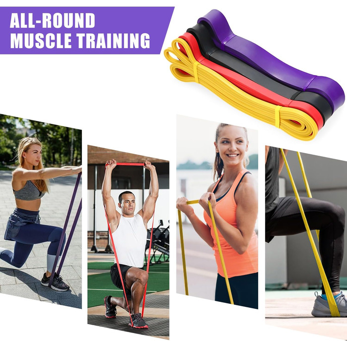 Набір еластичних стрічок для фітнесу з 4 рівнями опору, Resistance Bands Set з ручками, фіксатором для дверей, чохлом, сумкою та інструкцією. Ідеально для фітнесу, розтяжки та йоги.