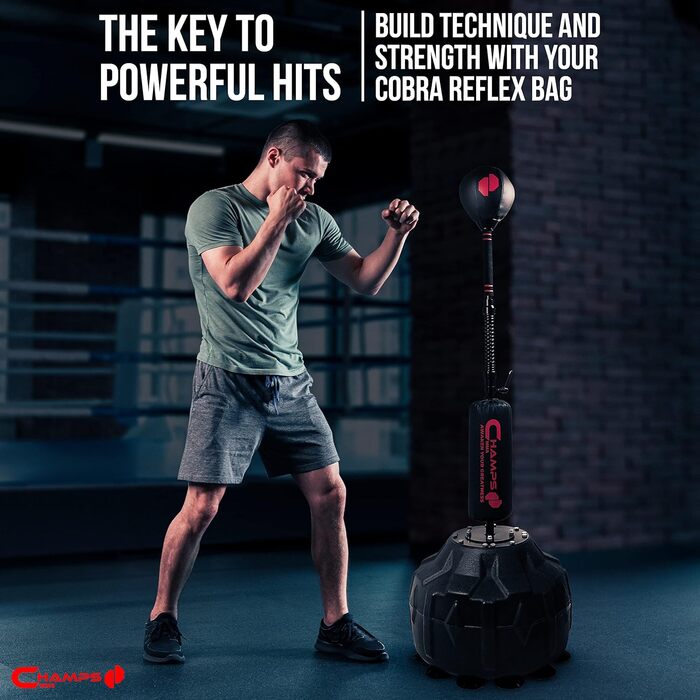 Боксерський мішок Cobra Reflex Bag – покращений мішок з ультрашвидким відскоком для розвитку швидкості, рефлексів та витривалості. Регульована висота, стійка та безпечний.
