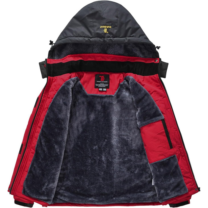 Зимова куртка Rdruko для жінок: водонепроникна, флісова, для сноуборду та гірських походів, яскраво-червона, розмір L