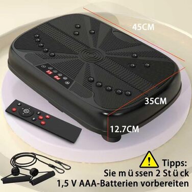 Вібраційна платформа для дому, 99 рівнів інтенсивності + 10 програм тренувань, пристрій для тренування всього тіла для нарощування м'язів та спалювання жиру, в комплекті з 2 фітнес-гумками (зелений/чорний)